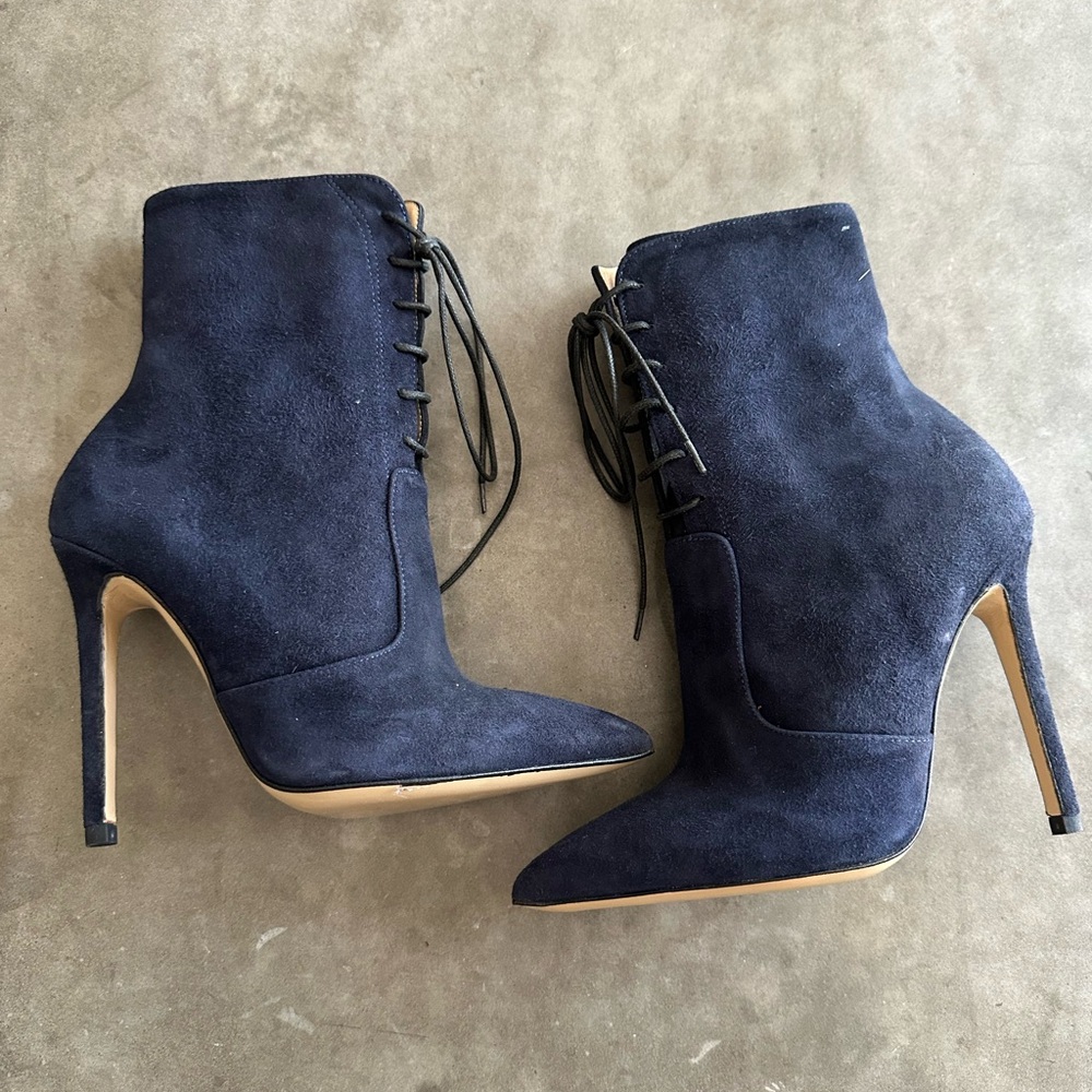 NEW  Navy Suede Women's Ankle stiletto Bootie 35